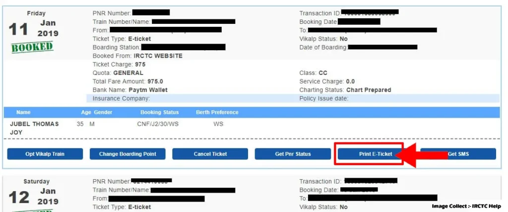 Than Choose Ticket And Click "Print E-Ticket" Option